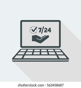 7/24 online services - Vector flat icon