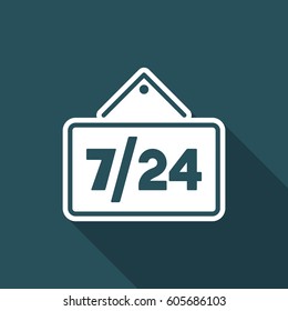 7/24 services signboard - Vector web icon