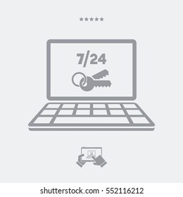 7/24 web account protection - Vector flat icon