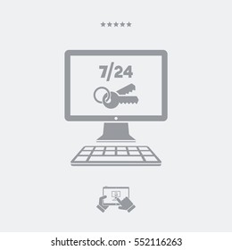 7/24 web account protection - Vector flat icon