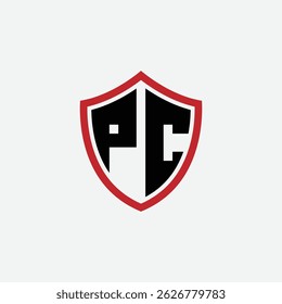 726 escudo logo forma letra de aprendizaje educativo P C