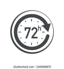 72h icon. Flat vector illustration in black on white background.