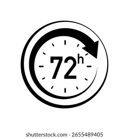 72h icon vector on black colour