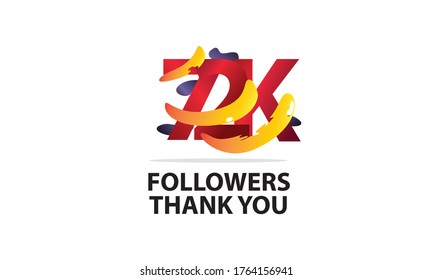 72K,72.000 Followers Thank you logo Sign Ribbon Gold space Red and Blue, Yellow number vector illustration for social media, internet - vector