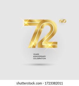 72nd 3D gold anniversary logo isolated on elegant background, vector design for celebration purpose