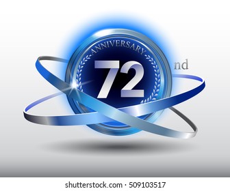 72nd anniversary with blue ring and laurel on white background