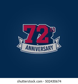 72nd Anniversary Celebration Logo using 3d Number, Red Colored Isolated in Blue Background. Retro Style 