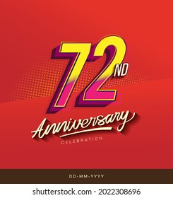 72nd anniversary celebration logotype colorful design isolated with red background and modern design.