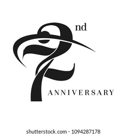 72nd Anniversary Celebration simple monogram Design. pictogram vector icon, simple years birthday logo label, black and white stamp isolated