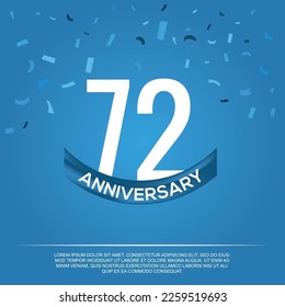 72nd anniversary celebration vector design with white color numbers and  white color font on  blue color background abstract 