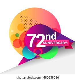 72nd Anniversary logo, Colorful geometric background vector design template elements for your birthday celebration.