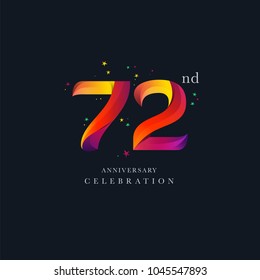 72nd Anniversary Logo Design, Number or Digit 72 Icon Vector Template.