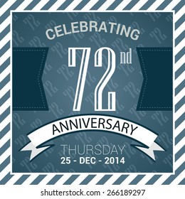 72nd Anniversary poster / stamp/ template design in retro style - Vector Background