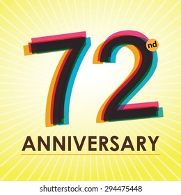 72nd Anniversary poster / template design in retro style - Vector Background