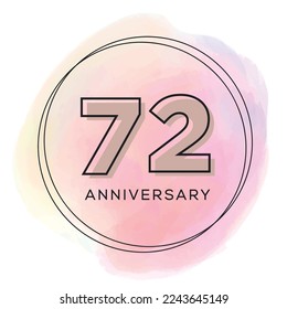 72nd anniversary watercolor vector illustration, Beautiful greeting banner poster and Vector festive illustration.