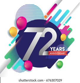 72nd years Anniversary logo with colorful abstract background, vector design template elements for invitation card and poster your birthday celebration.