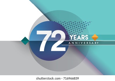 72nd years anniversary logo, vector design birthday celebration with colorful geometric background and circles shape.