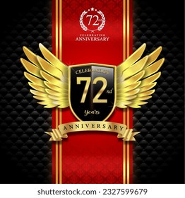 72nd years celebration anniversary logo vector isolated on dark red and black luxury background
