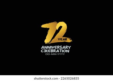 72°, 72 años, 72 años de celebración de aniversario logotipo de estilo abstracto. aniversario con color dorado aislado en fondo negro, diseño vectorial para vectores de celebración