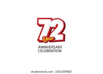 72., 72 Jahre, 72 Jahre Jubiläum minimalistisches Logo, Jubiläum, Grußkarte. Einladung zum Geburtstag, Unterschrift. rote Vektorgrafik auf weißem Hintergrund - Vektorgrafik