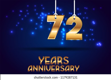 72th Anniversary gold numbers. background for anniversary