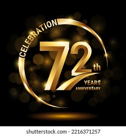 Logo für den 72. Jahrestag, Template-Design für Jubiläumsfeier mit goldenem Ring und Text, Vektorgrafik