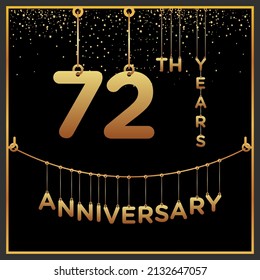 72th years anniversary, vector design for anniversary celebration with gold color on black background, simple and luxury design. logo vector template