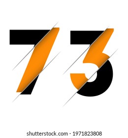 73 7 3 Number Logo Design with a Creative Cut and Black Circle Background. Creative logo design.