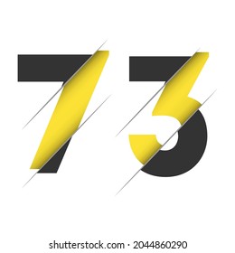 73 7 3 Number Logo Design with a Creative Cut and Black Circle Background. Creative logo design.