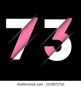 73 7 3 Number Logo Design with a Creative Cut and Black Circle Background. Creative logo design.