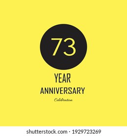 73 Anniversary celebration on yellow background. Vector festive illustration. Birthday or wedding party event decoration