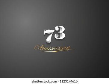  73 Anniversary elegant logotype design, white colored isolated on black background