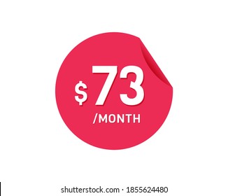$73 Mes de Dólar. 73 USD Pegatina mensual