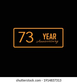 73 Happy year anniversary lettering text banner, black color. Vector illustration.