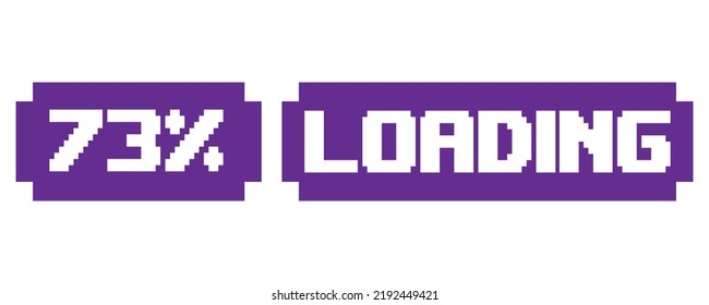 73% Carga de la etiqueta de signo de porcentaje de ilustración de vectores con fuente fantástica y color morado blanco