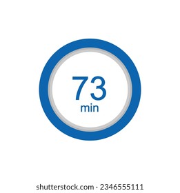 73 minutess timer clock. 73 min stopwatch icon countdown time digital stop chronometer.