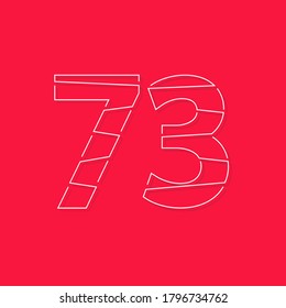 73 números, letra de trazo lineal. Diseño moderno y creativo. 