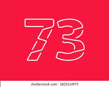 73 number. Modern trendy, creative style design. For logo, brand label, design elements, corporate identity, application etc. Isolated vector illustration          