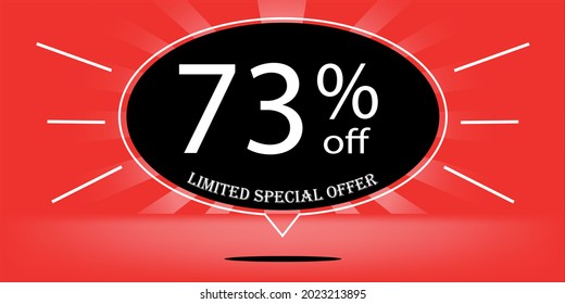 73% off black balloon and red, for limited special offer, red banner for special offers of promotions