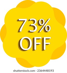 73% de descuento y Rótulos amarillos de color dorado y de ilustración en fondo blanco