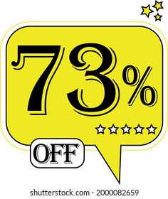 73% off Floating yellow balloon for promotional offers and discounts.