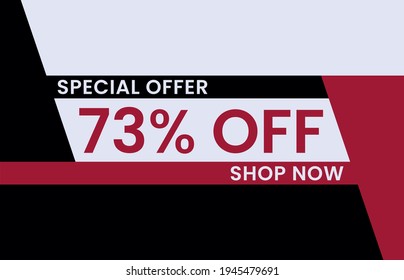 73% off Modern concept design. Sale banner template design, Big sale special offer. End of season special offer banner