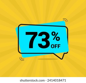 73% OFF sale. Coupon of Discount Price. Discount promotion. Banner for seventy three percent off offers. Yellow and blue Design Template Concept. Vector illustration.