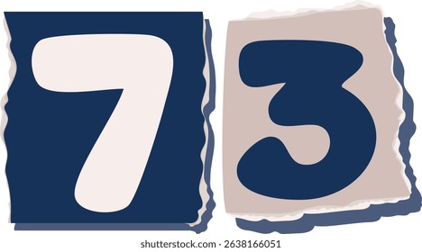 73 Retro torn paper number Design art