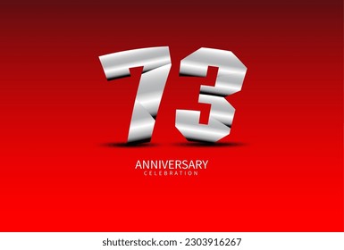 73 Year Anniversary Celebration Logo silver vector, 73 Number Design, 73th Birthday Logo, Logotype Number, Vector Anniversary For Celebration, Invitation Card, Greeting Card. logo number Anniversary