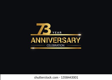73 year anniversary celebration logotype. anniversary logo with golden and Spark light white color isolated on black background, vector design for celebration, invitation card greeting card-Vector