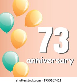 Celebración del 73 aniversario, diseño vectorial para celebraciones, tarjetas de invitación y tarjetas de felicitación