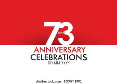 73 year Anniversary Concept Red Color and White for Banner, Poster, Greeting Card - Vector