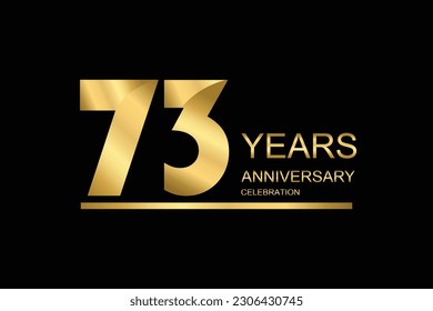 73 year anniversary vector banner template. gold icon isolated on black background.