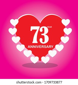 73 year anniversary, vector design with love for celebrations, invitation cards and greeting cards